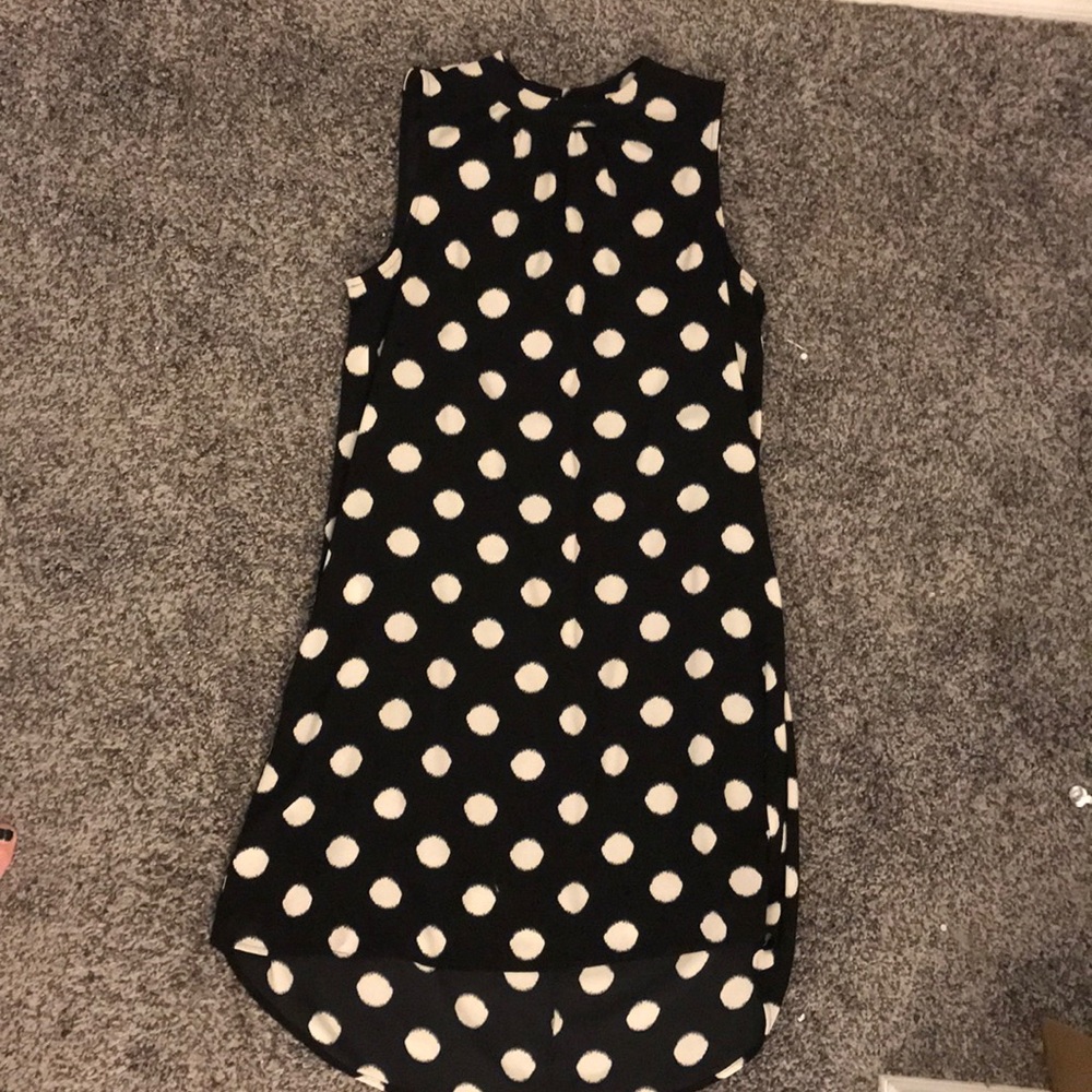 Black and white polka dotted dress